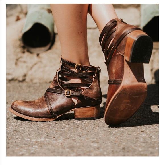 Freebird Stair Brown Distressed Booties 